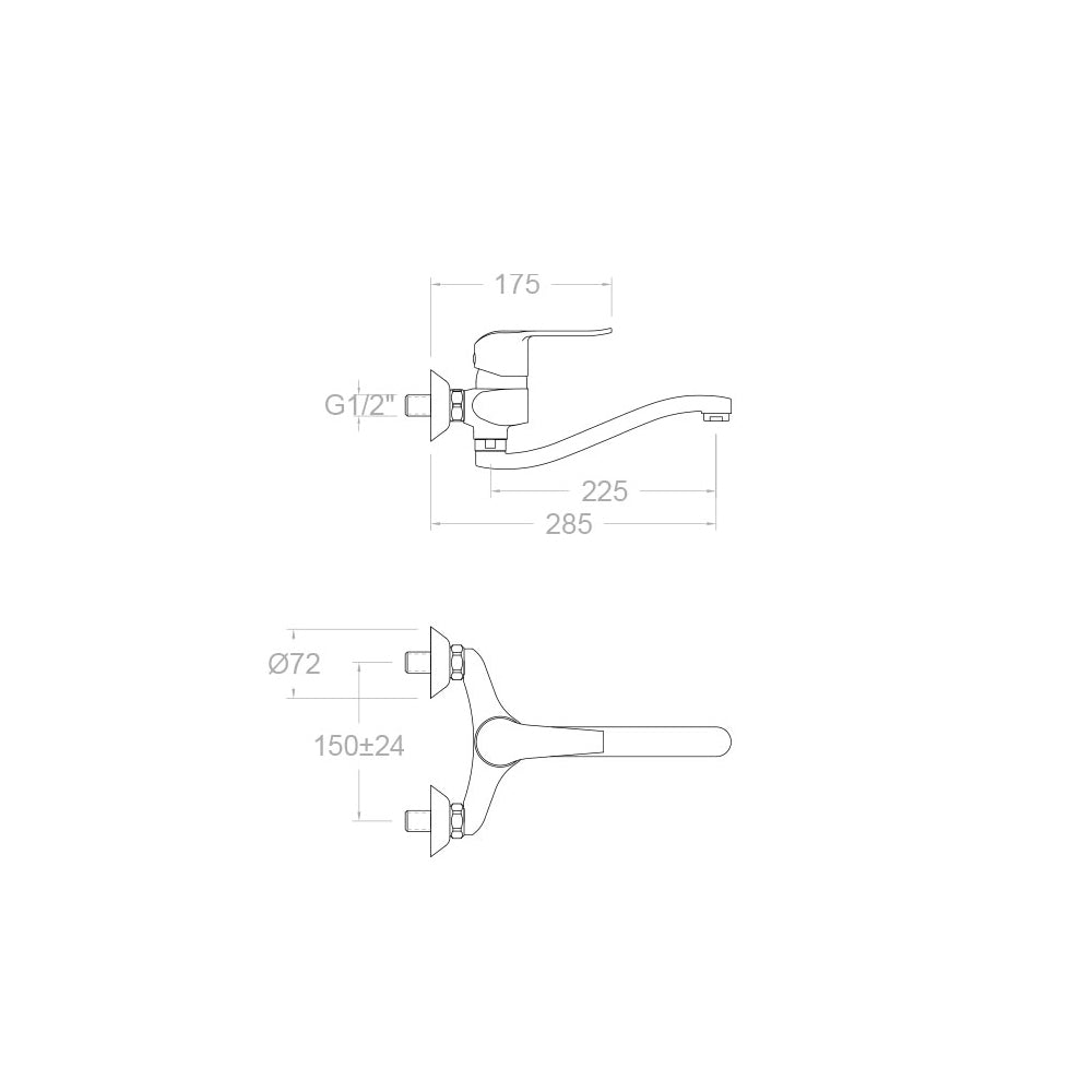 Ramon Soler - Grifo monomando de fregadero mural Ypsilon Plus caño giratorio cromo - BricoandPool