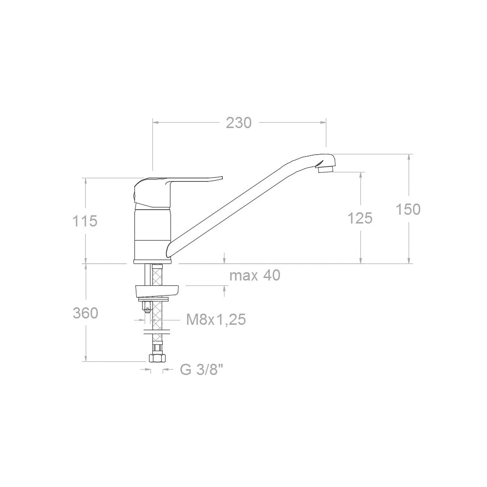 Ramon Soler - Grifo monomando de fregadero Ypsilon Plus caño bajo giratorio apertura en agua fría cromo - BricoandPool