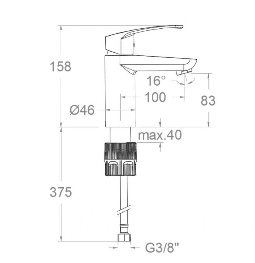 Ramon Soler - Grifo monomando de lavabo recto New Fly Tool Free con S2 cromo - BricoandPool