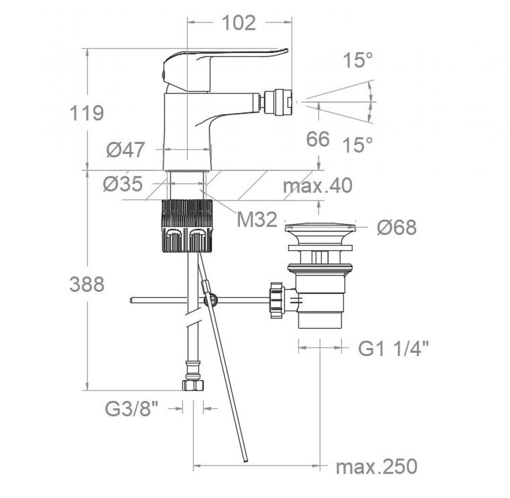 Ramon Soler - Grifo monomando de lavabo Ypsilon Plus apertura en frío con válvula automática de ABS 1¼ cromo - BricoandPool
