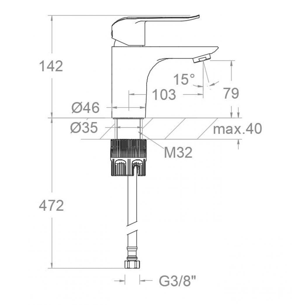 Ramon Soler - Grifo monomando de lavabo Ypsilon Plus con sistema C3 cromo - BricoandPool