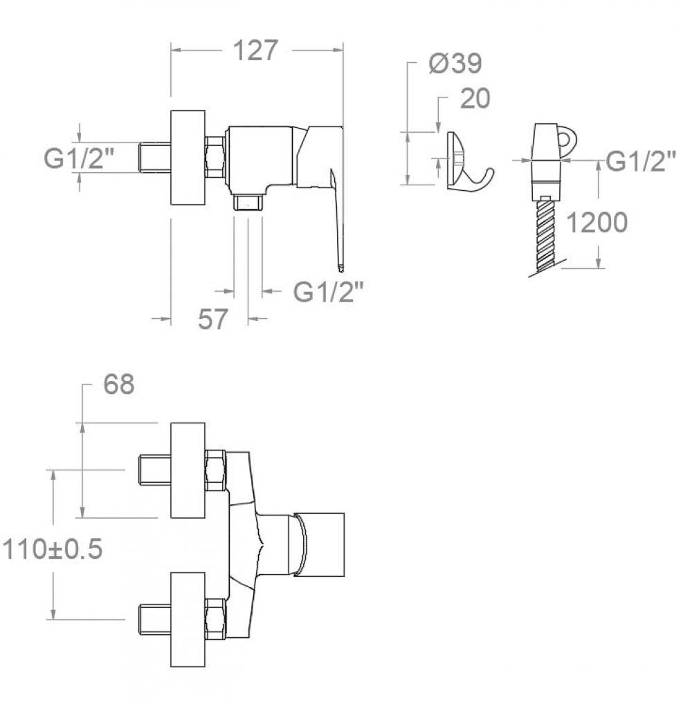 Ramon Soler - Grifo monomando mural para WC con accesorios de ABS cromo - BricoandPool