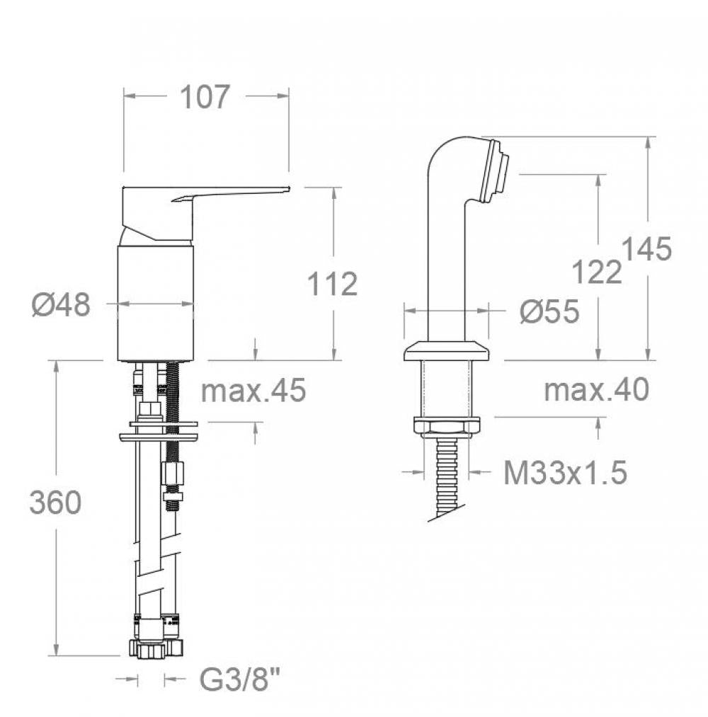 Ramon Soler - Grifo para peluquería monomando Titanium con equipo de ducha cromo - BricoandPool