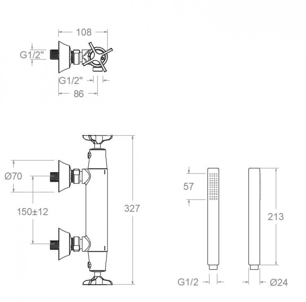 Ramon Soler - Grifo termostático de ducha Adagio oro cepillado - BricoandPool