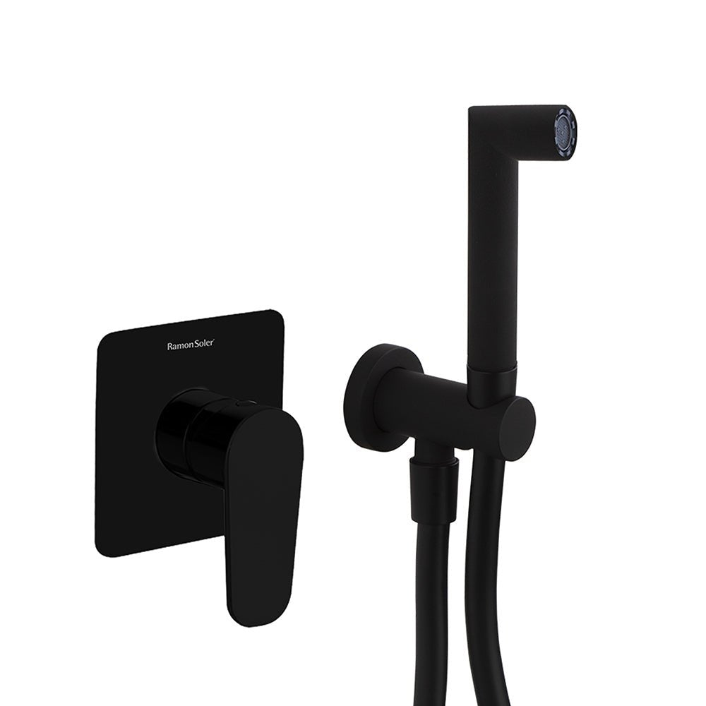 Ramon Soler - Monomando empotrado de WC con duchita, negro mate - BricoandPool