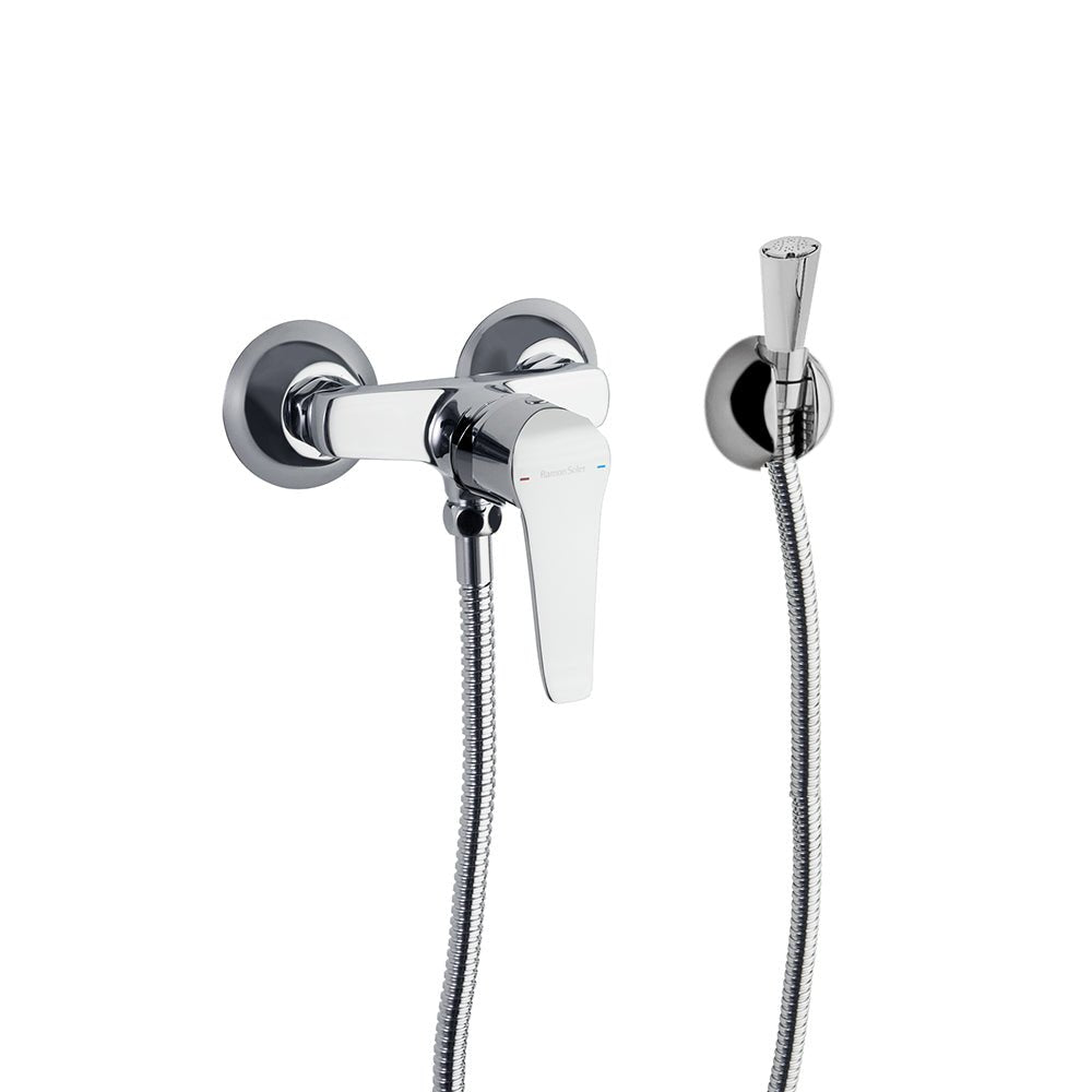 Ramon Soler - Monomando mural para WC con ducha de metal, cromo - BricoandPool