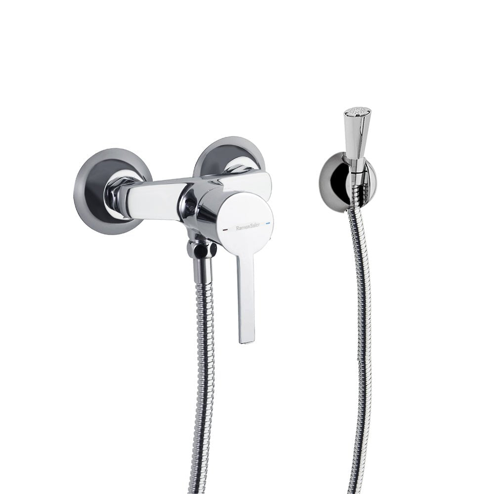 Ramon Soler - Monomando mural para WC Drako 110mm con ducha de metal, cromo - BricoandPool