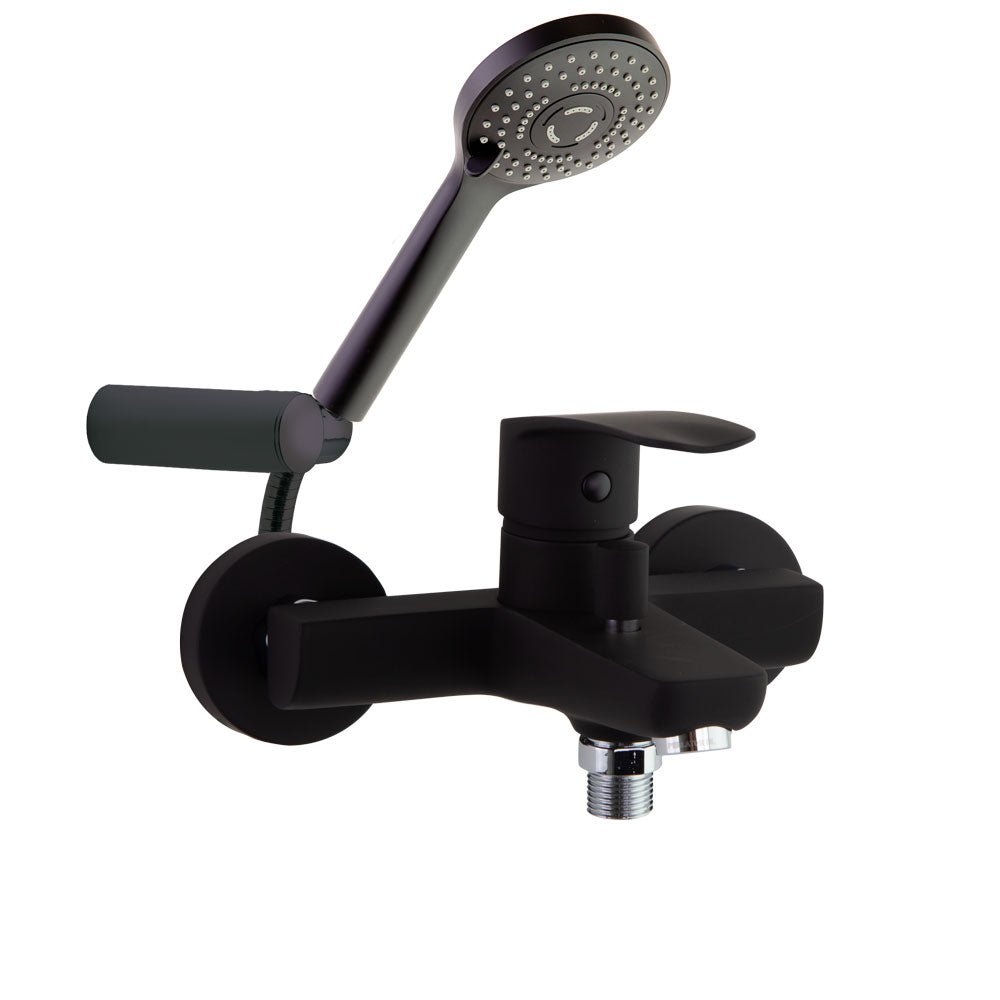 Ramon Soler - New Fly, conjunto monomando de baño con equipo de ducha, negro mate - BricoandPool