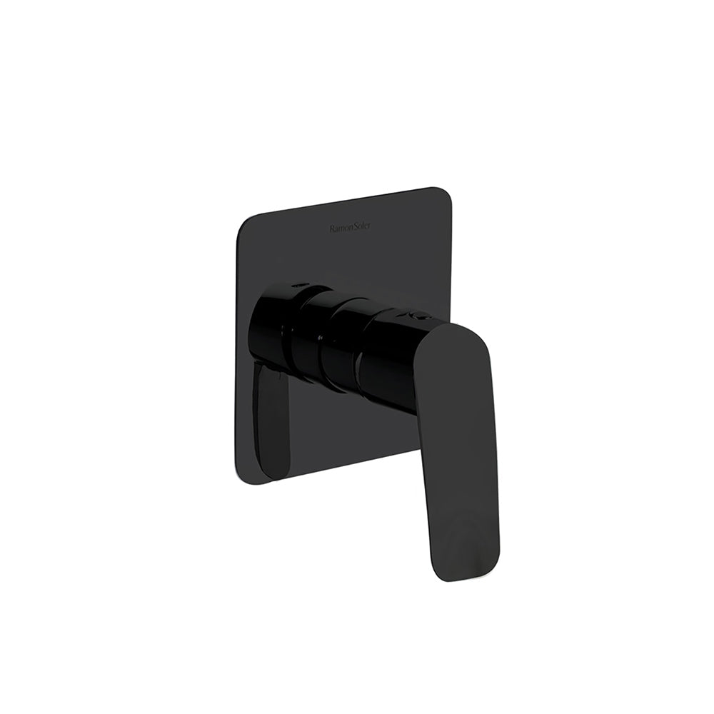 Ramon Soler - New Fly, monomando de ducha empotrado metálico 1 vía con placa ultraslim, negro mate - BricoandPool