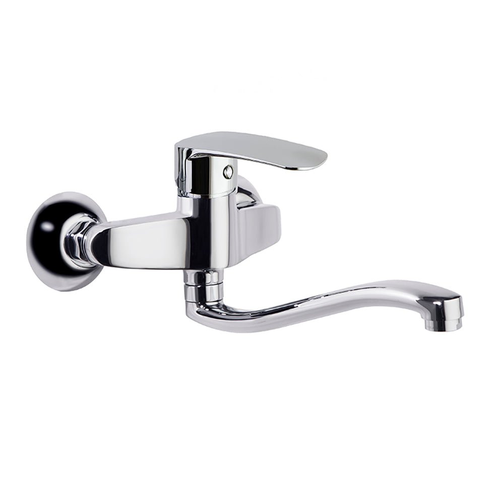 Ramon Soler - New Fly, monomando de fregadero mural con caño giratorio, cromo - BricoandPool