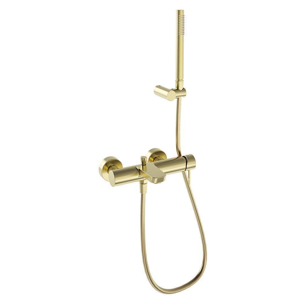 Ramon Soler - Odisea, conjunto monomando de baño - ducha con equipo de ducha, oro cepillado - BricoandPool