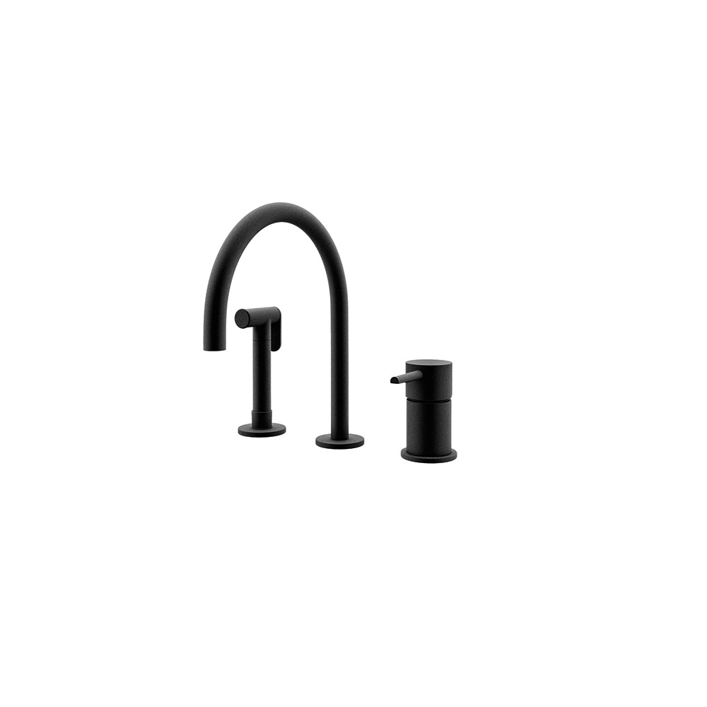 Ramon Soler - Odisea, fregadero de repisa con duchita y caño de 190mm 8L, negro mate - BricoandPool