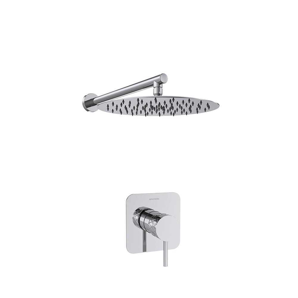 Ramon Soler - Odisea Joya, conjunto monomando empotrado 1 vía con rociador metálico de Ø300 mm, cromo - BricoandPool