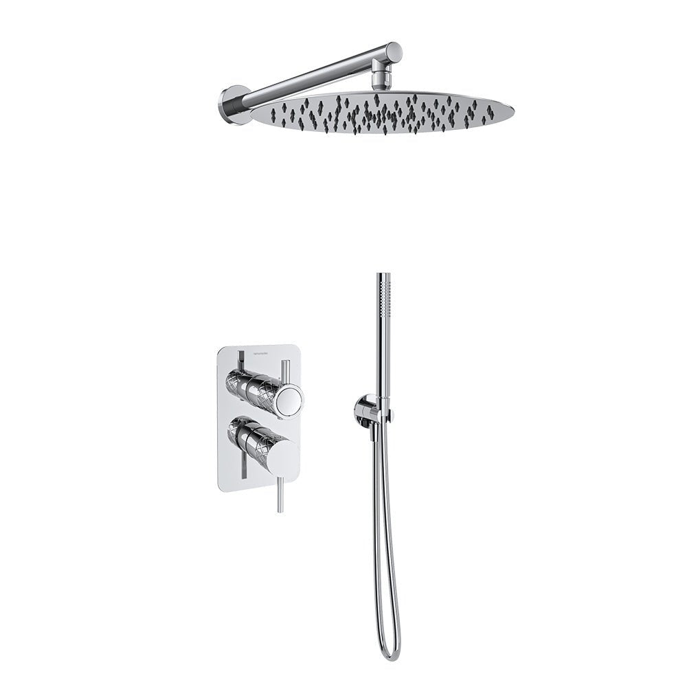 Ramon Soler - Odisea Joya, conjunto monomando empotrado 2 vías con rociador metálico de Ø300 mm, cromo - BricoandPool