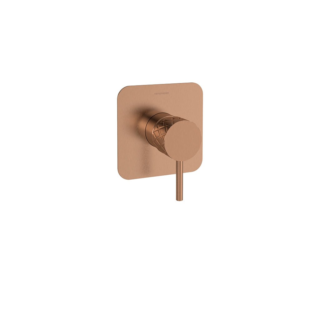 Ramon Soler - Odisea Joya, monomando de ducha empotrado 1 vía con placa metálica, cobre cepillado - BricoandPool