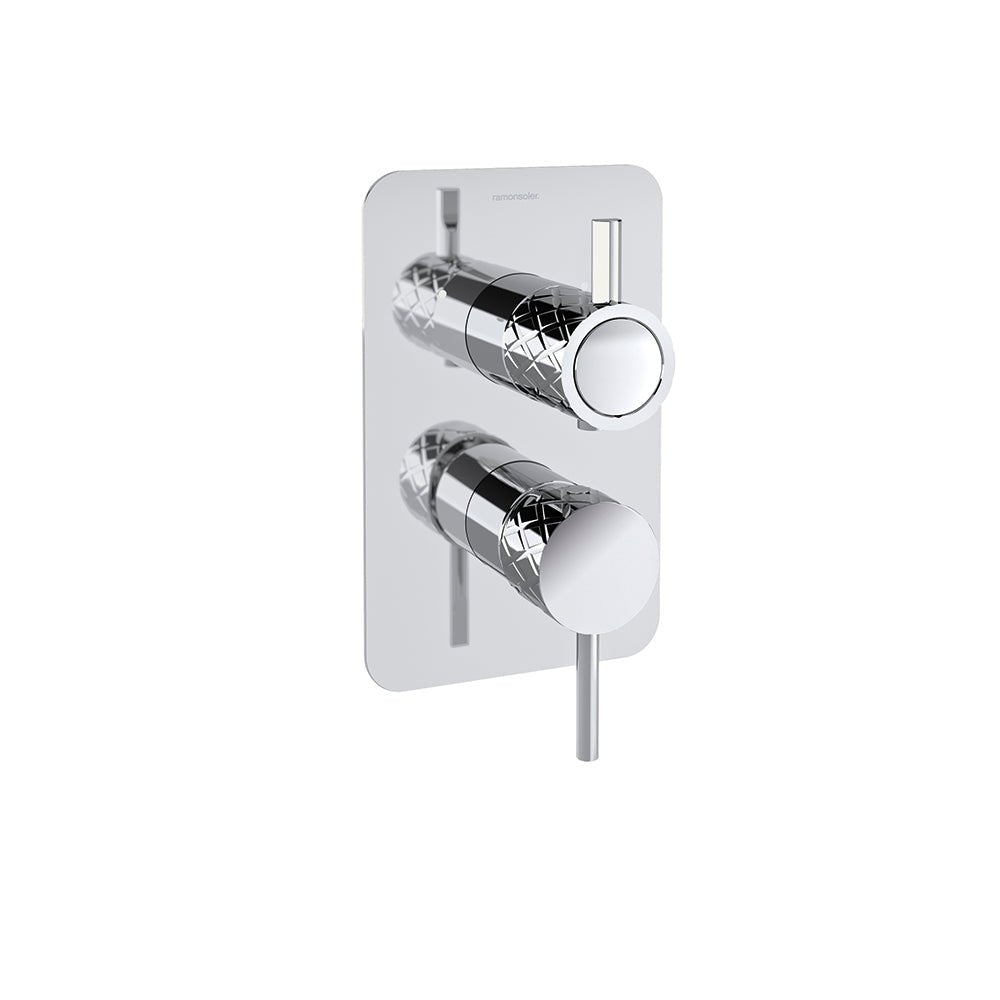 Ramon Soler - Odisea Joya, monomando de ducha empotrado 2 vías con placa metálica, cromo - BricoandPool