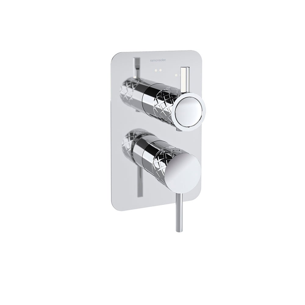 Ramon Soler - Odisea Joya, monomando de ducha empotrado 3 vías con placa metálica, cromo - BricoandPool