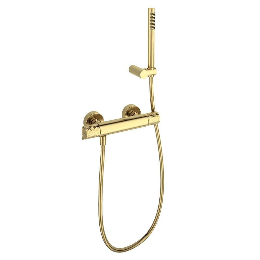 Ramon Soler - Odisea Joya, termostático de ducha con equipo de ducha, oro cepillado - BricoandPool