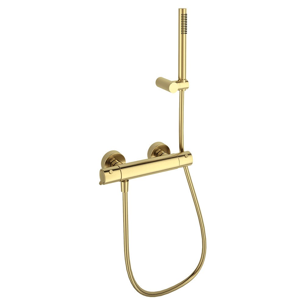 Ramon Soler - Odisea, termostático de ducha con equipo de ducha, oro cepillado - BricoandPool