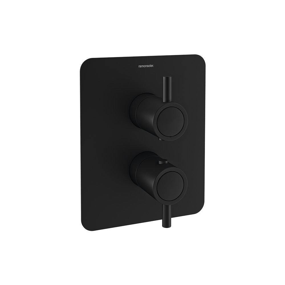 Ramon Soler - Odisea, termostático de ducha empotrado 1 vía con placa metálica, negro mate - BricoandPool