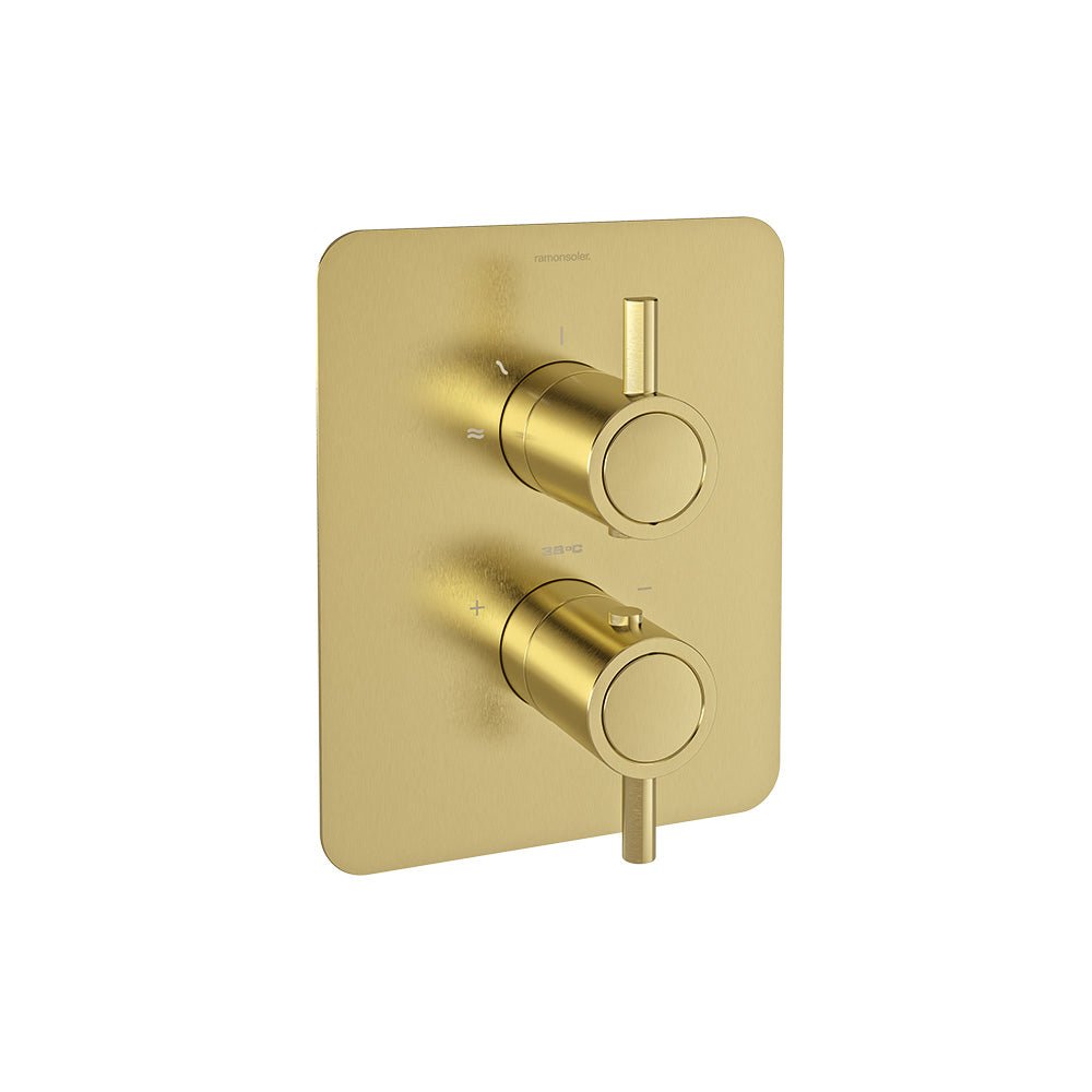 Ramon Soler - Odisea, termostático de ducha empotrado, oro cepillado - BricoandPool