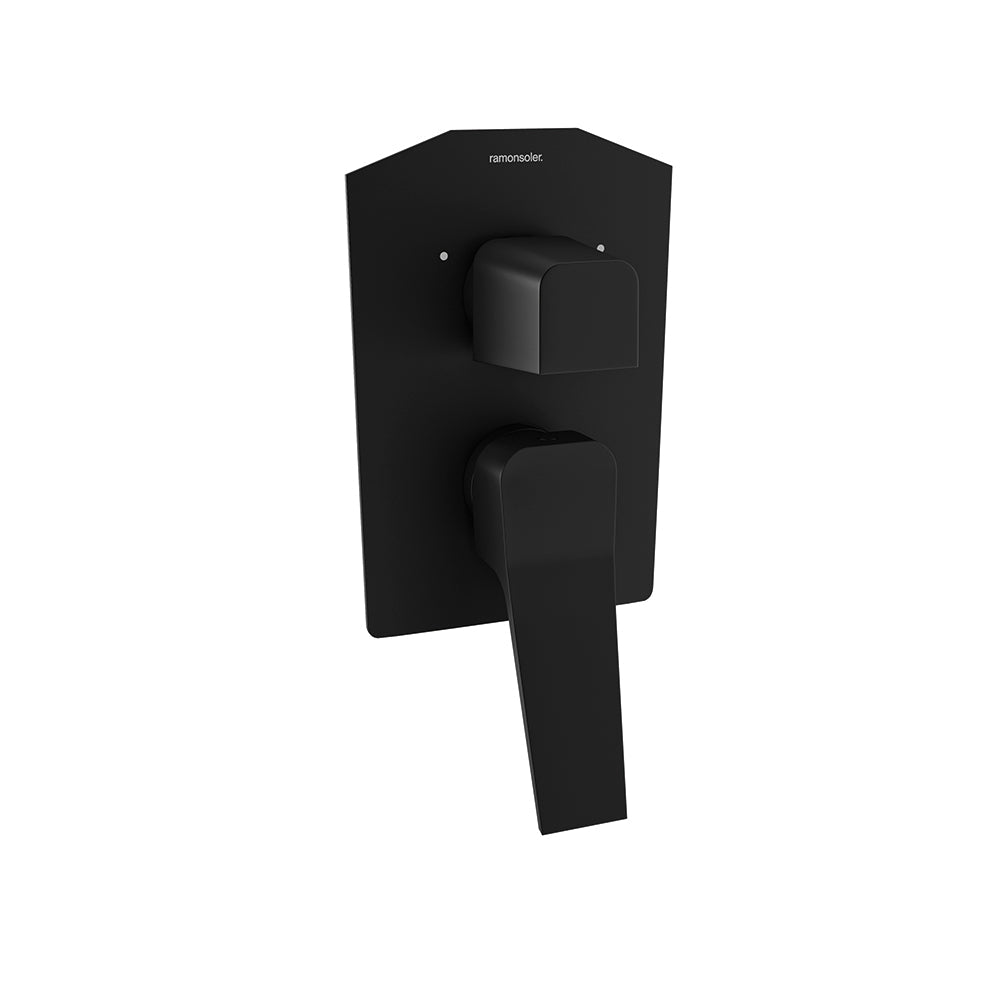 Ramon Soler - Prisma, monomando de ducha empotrado 3 vías, negro mate - BricoandPool