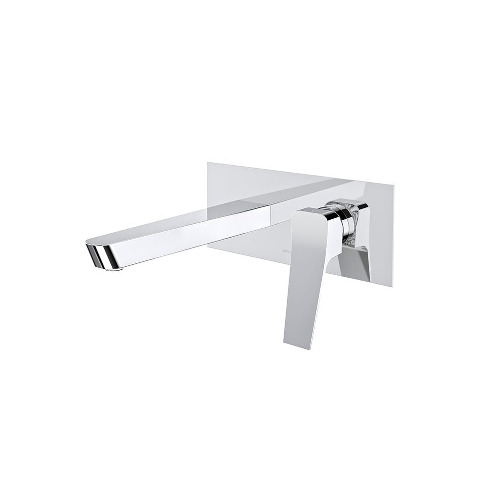 Ramon Soler - Prisma, monomando de lavabo empotrado mural de caño recto y placa metálica, cromo - BricoandPool