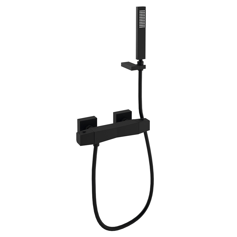 Ramon Soler - Prisma, termostático de ducha con equipo de ducha, negro mate - BricoandPool