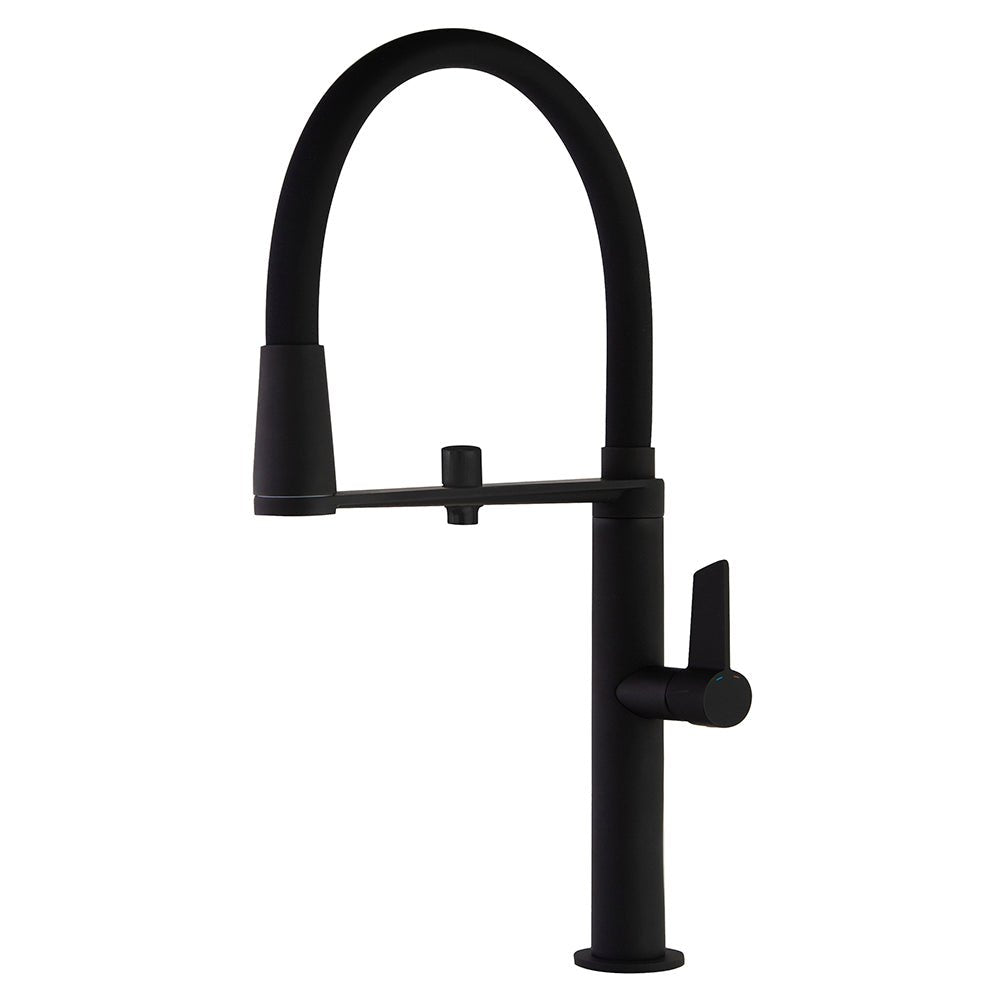 Ramon Soler - Pure Water, monomando de cocina profesional con circuito para agua purificada, negro mate - BricoandPool