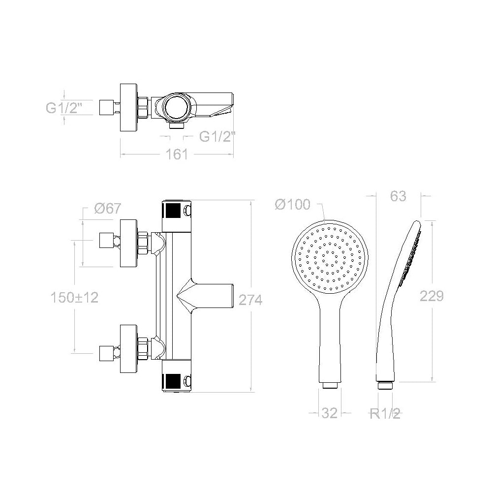 Ramon Soler - Termotech, termostático de baño - ducha con equipo de ducha, cromo - BricoandPool