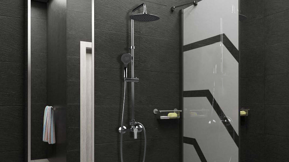 Ramon Soler - Titanium, columna de ducha fija monomando y rociador Ø240 mm, cromo 187802RP230 - BricoandPool