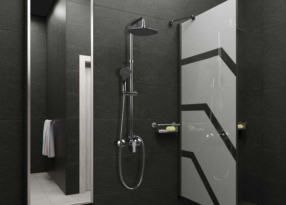 Ramon Soler - Titanium, columna de ducha telescópica monomando con rociador ABS de Ø240 mm, cromo 187402RP240 - BricoandPool