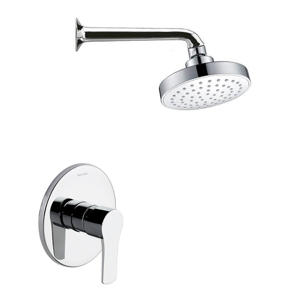Ramon Soler - Titanium, conjunto monomando empotrado de 1 vía con rociador ABS 120 mm, cromo - BricoandPool