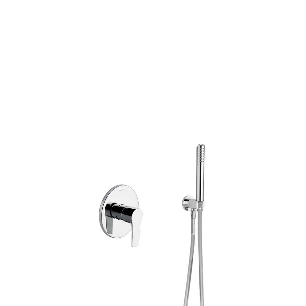 Ramon Soler - Titanium, conjunto monomando empotrado metálico 1 vía con soporte, toma de agua y teleducha ABS, cromo - BricoandPool