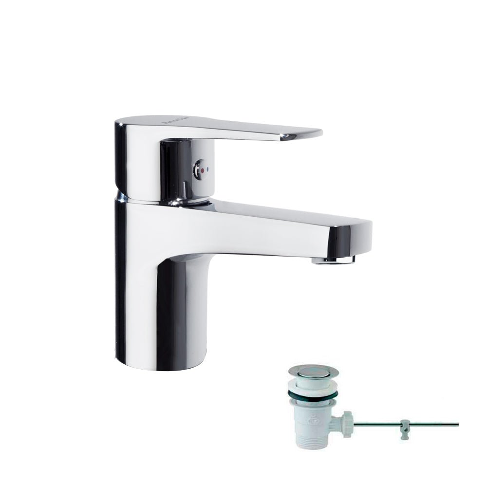 Ramon Soler - Titanium, Tool Free, monomando de lavabo con válvula automática de ABS 1¼, cromo - BricoandPool