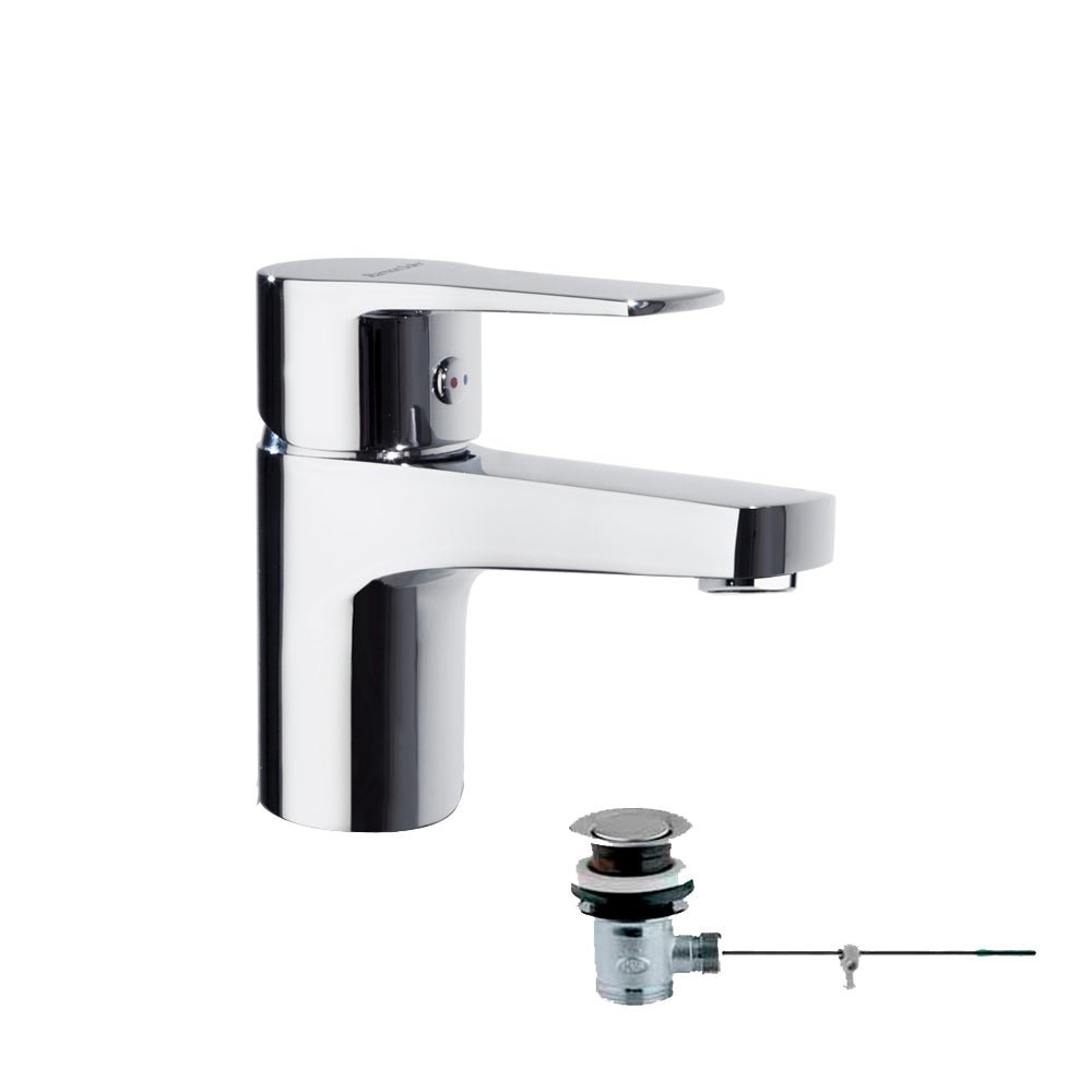 Ramon Soler - Titanium, Tool Free, monomando de lavabo con válvula automática de inox 1¼, cromo - BricoandPool