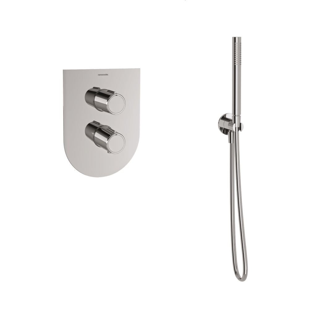 Ramon Soler - Tzar, conjunto empotrado termostático de ducha con sistema hotblock, cromo - BricoandPool