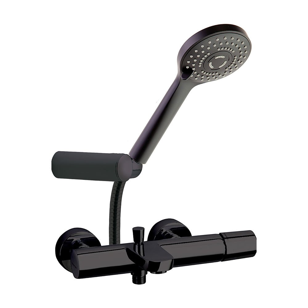Ramon Soler - Tzar, conjunto monomando de baño - ducha con equipo de ducha, negro mate - BricoandPool