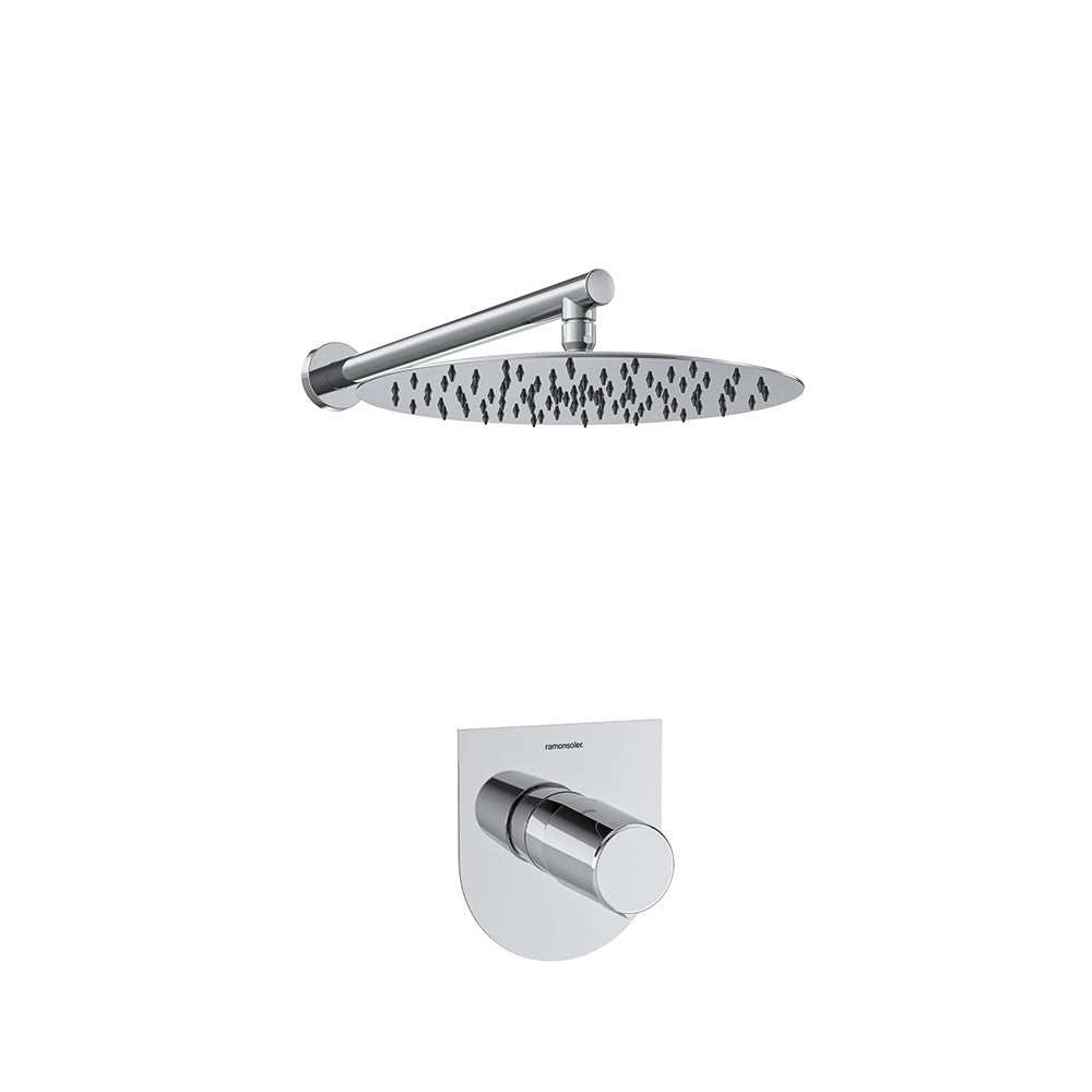 Ramon Soler - Tzar, conjunto monomando empotrado de 1 vía con rociador metálico de Ø300 mm, cromo - BricoandPool