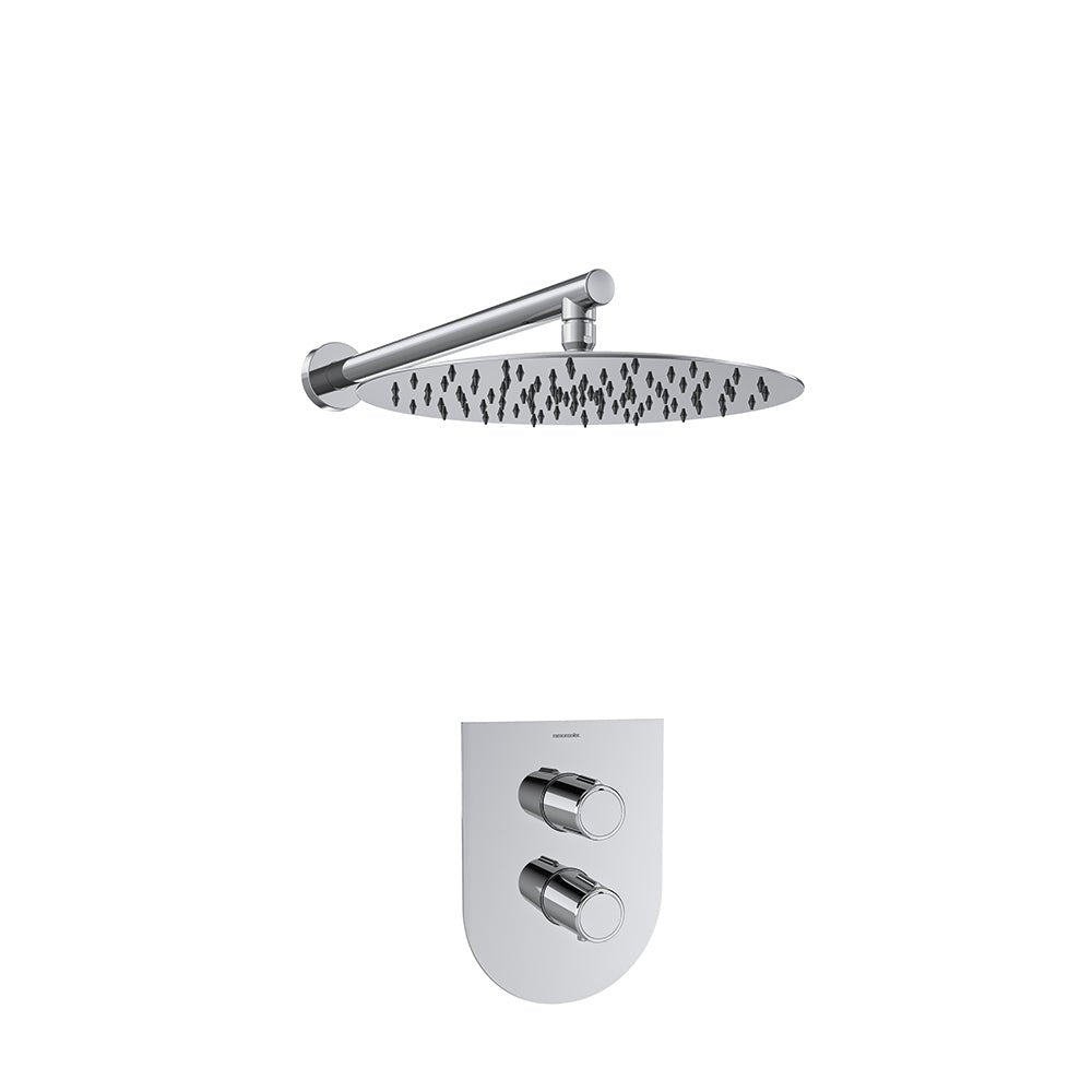 Ramon Soler - Tzar, conjunto termostático empotrado de 1 vía con rociador metálico de Ø300 mm, cromo - BricoandPool