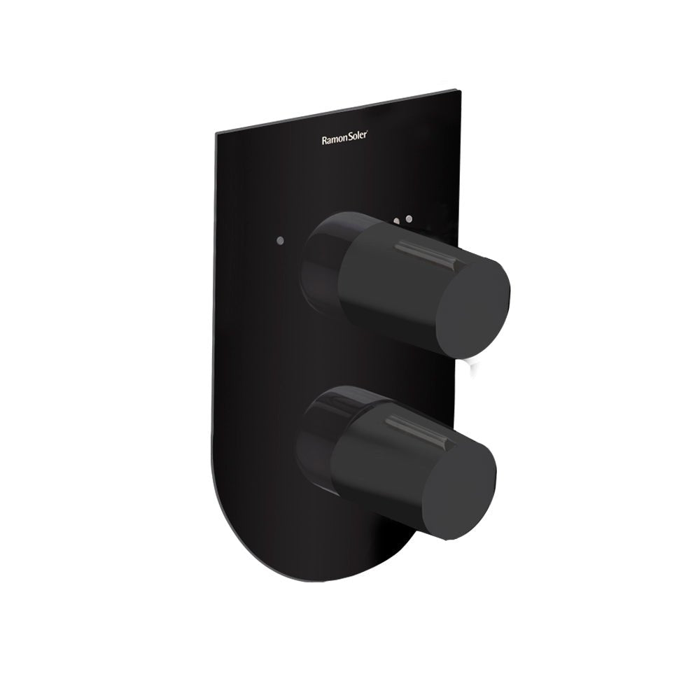 Ramon Soler - Tzar, monomando de baño - ducha empotrado 2 vías con placa metálica, negro mate - BricoandPool