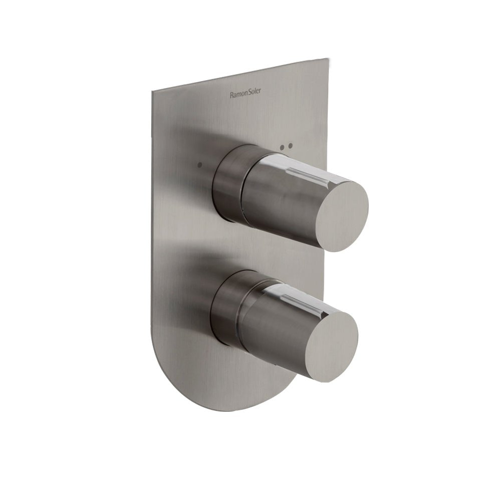 Ramon Soler - Tzar, monomando de baño - ducha empotrado 2 vías con placa metálica, níquel cepillado - BricoandPool