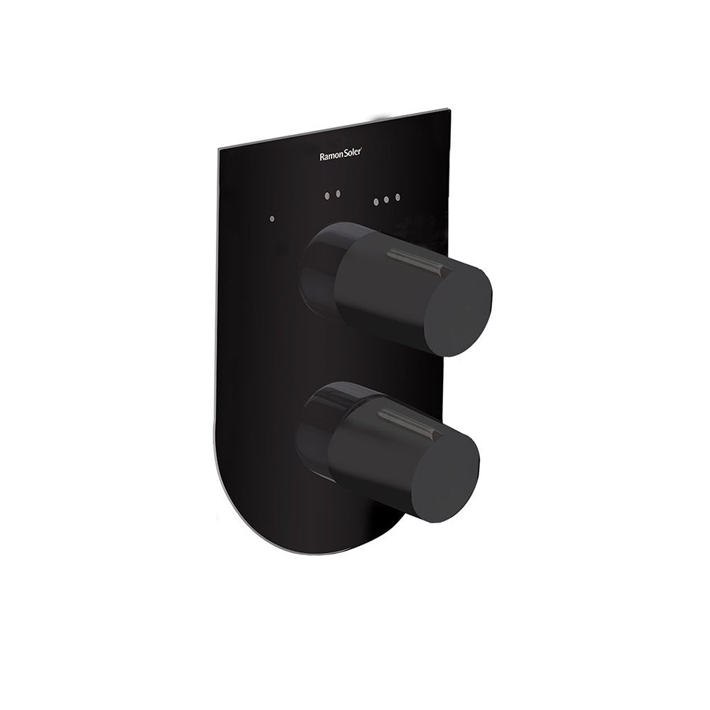 Ramon Soler - Tzar, monomando de baño - ducha empotrado 3 vías con placa metálica, negro mate - BricoandPool