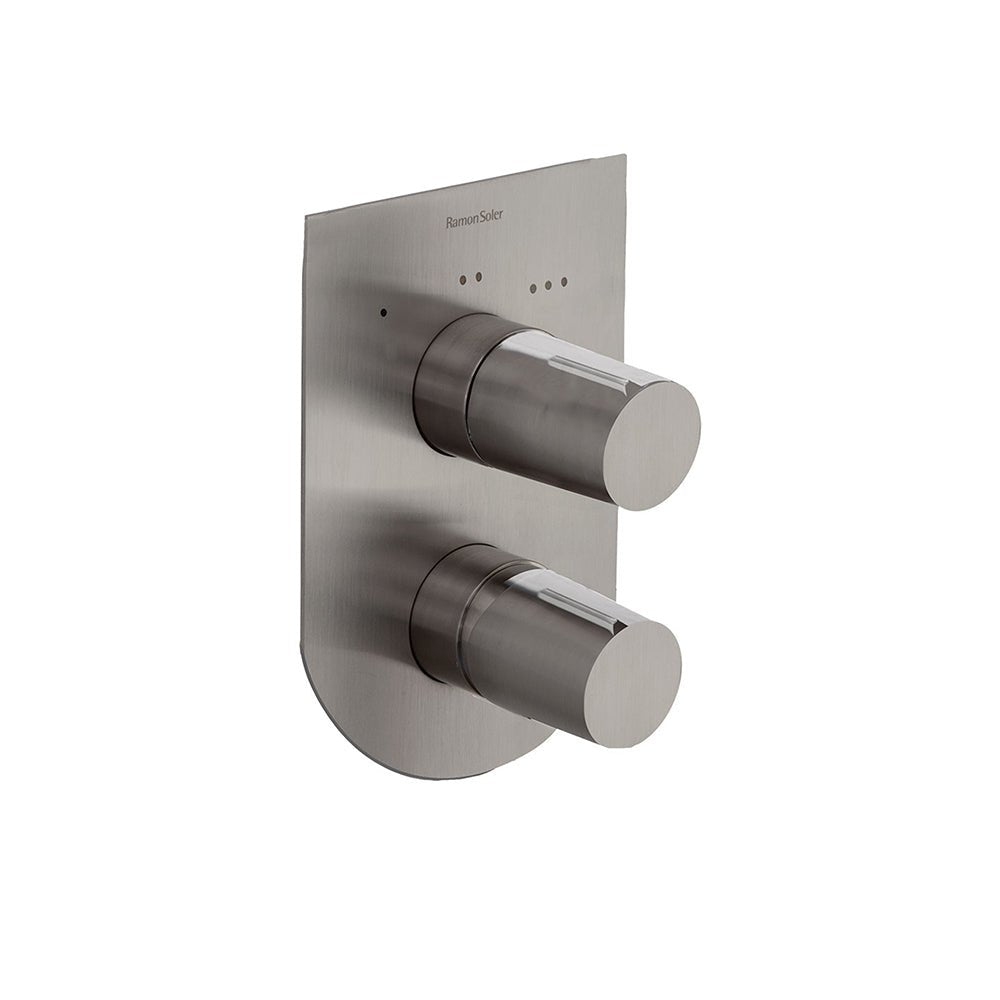 Ramon Soler - Tzar, monomando de baño - ducha empotrado 3 vías con placa metálica, níquel cepillado - BricoandPool
