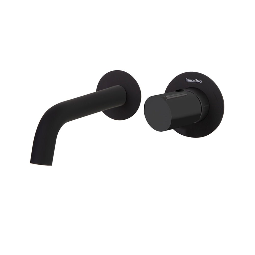 Ramon Soler - Tzar, monomando de lavabo empotrado mural, negro mate - BricoandPool