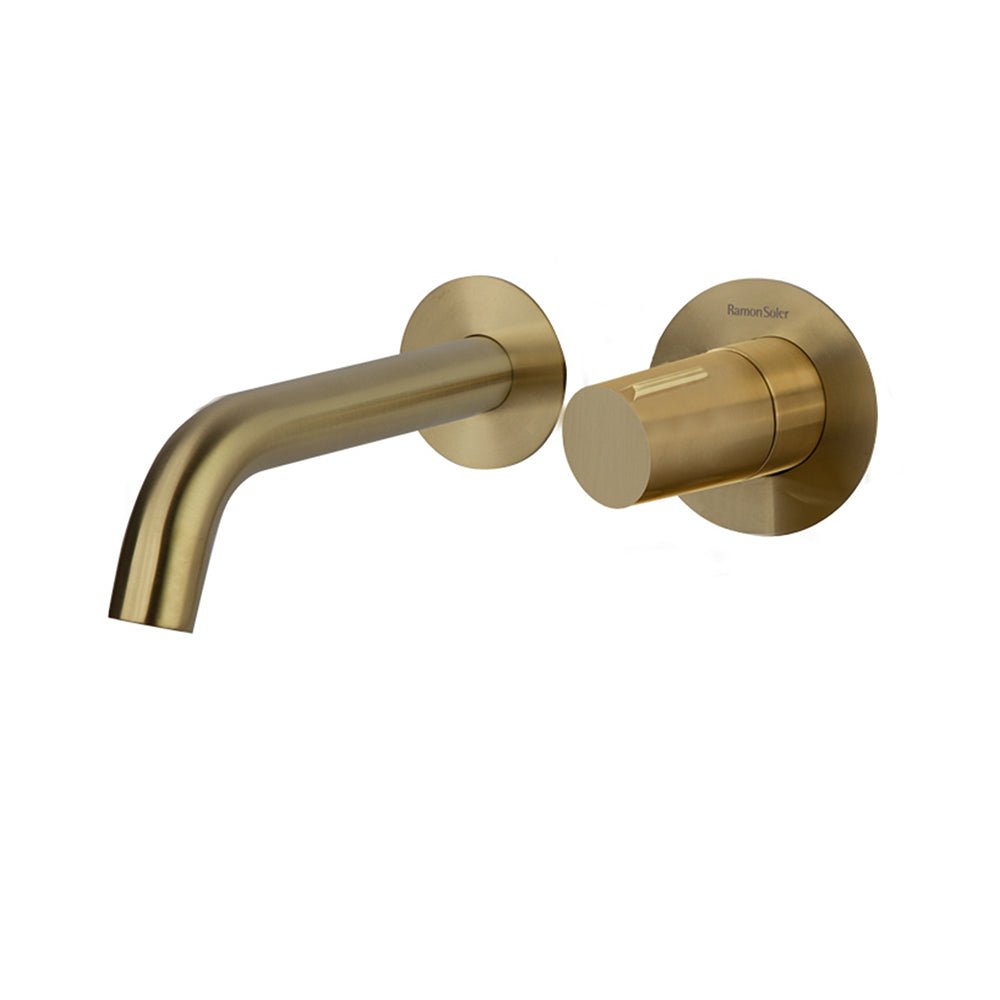 Ramon Soler - Tzar, monomando de lavabo empotrado mural, oro cepillado - BricoandPool