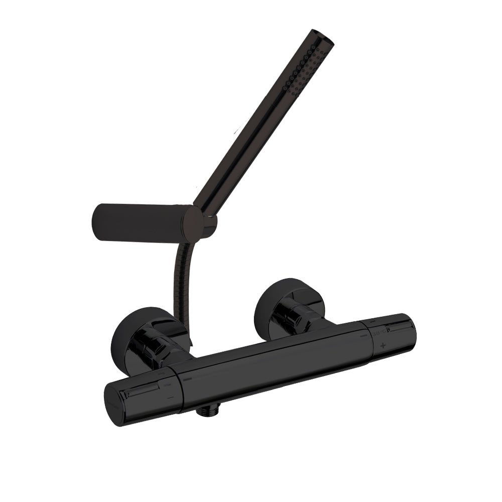 Ramon Soler - Tzar, termostático de ducha, con equipo de ducha, negro mate - BricoandPool