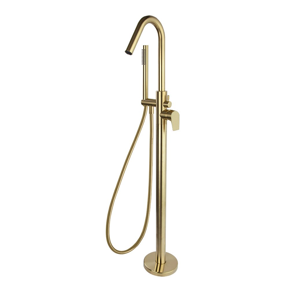 Ramon Soler - Urban Chic, columna monomando para bañera con equipo de ducha, oro cepillado - BricoandPool