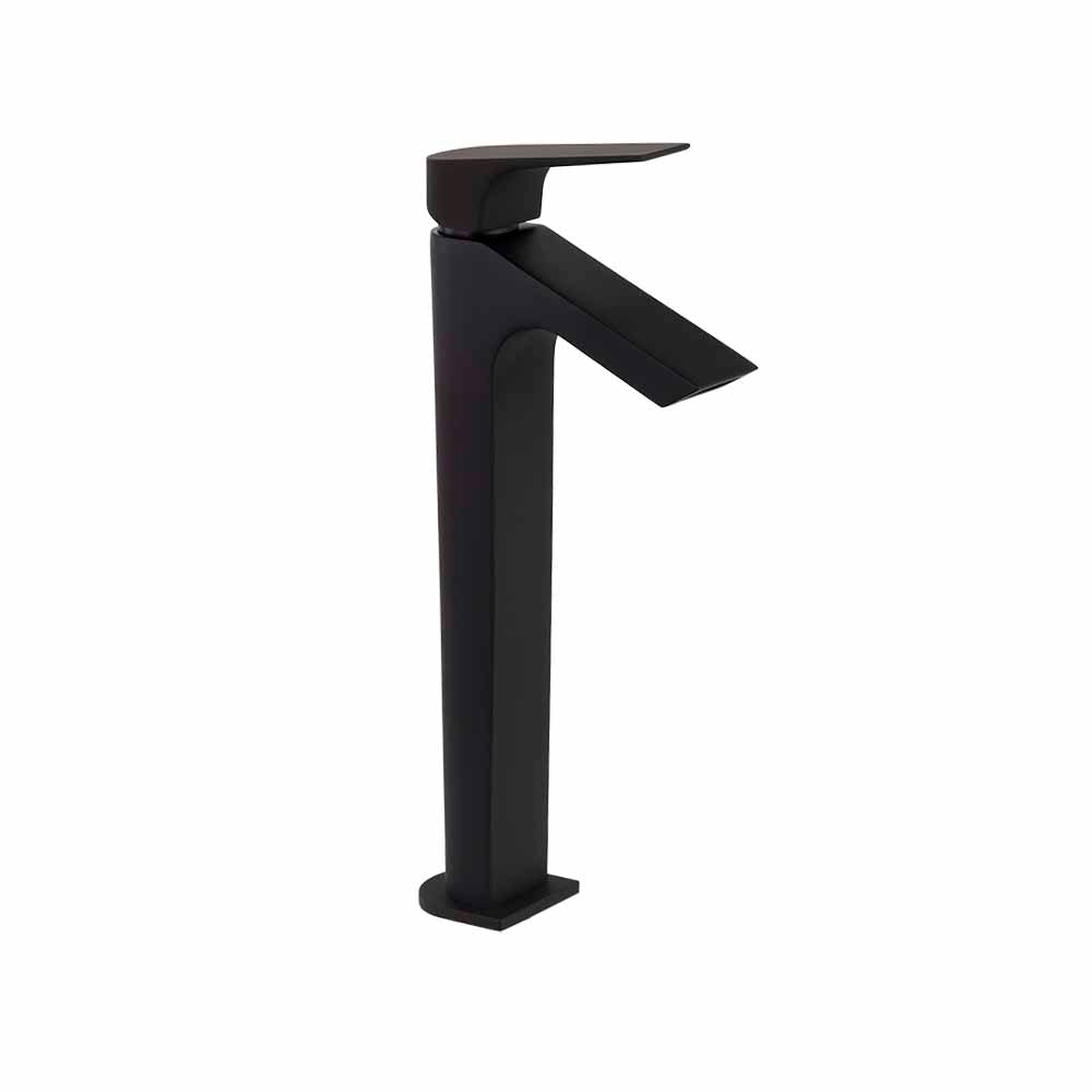 Ramon Soler - Urban Chic, monomando de lavabo XL salida en cascada, caudal limitado, negro mate - BricoandPool