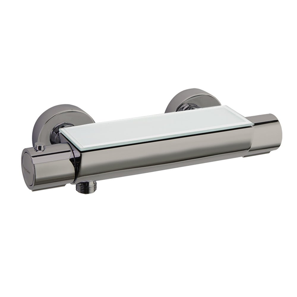 Ramon Soler - Urban Chic, termostático de ducha con repisa con vidrio de seguridad, níquel cepillado - BricoandPool